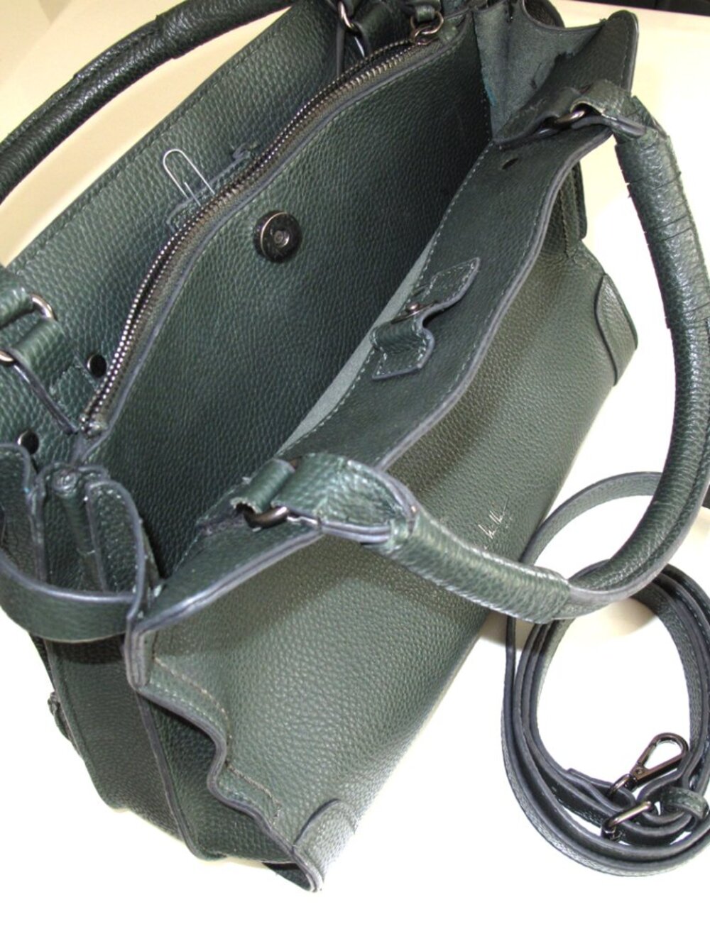 NICOLE MILLER EVIE Handbag & CROSSBODY Large SATCHEL FOREST GREEN high-quality